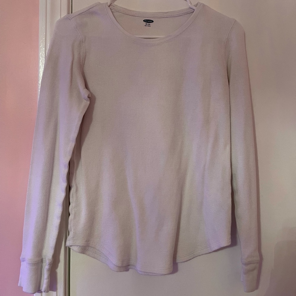 Old Navy - White Thermal Waffle Knit Long Sleeve Tee - Girls XXL / Women’s Small